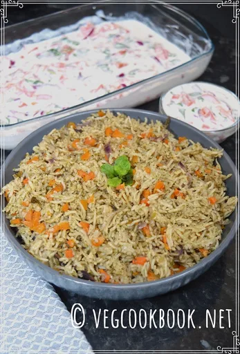 Mint and Carrot Pulao Rice / Pudina Carrot Rice (Stove Top, Instant Pot)