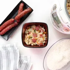 Lazy Fried Rice in Rice Cooker Recipe with Chinese Sausage (Cơm Chiên / Cơm Trộn Lạp Xưởng Nồi Cơm Điện)
