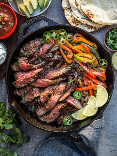 Fajitas de falda de ternera a la parrilla