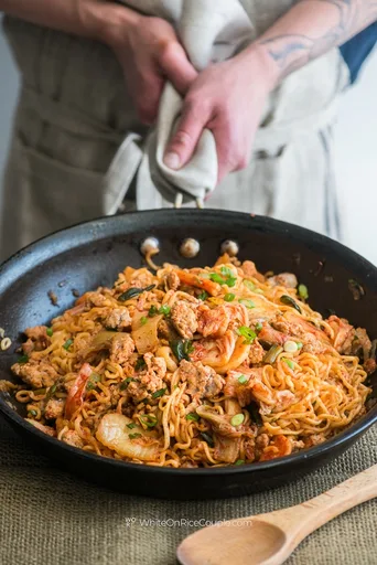 Pork and Kim Chi Noodle Stir Fry