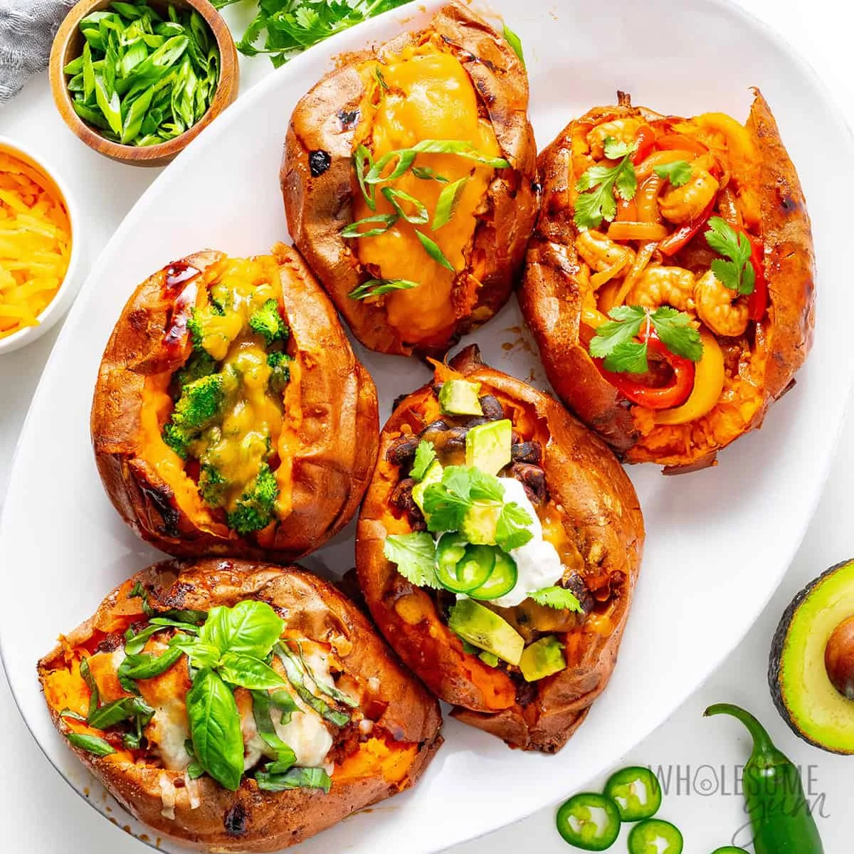 Stuffed Sweet Potatoes (5 Filling Options)