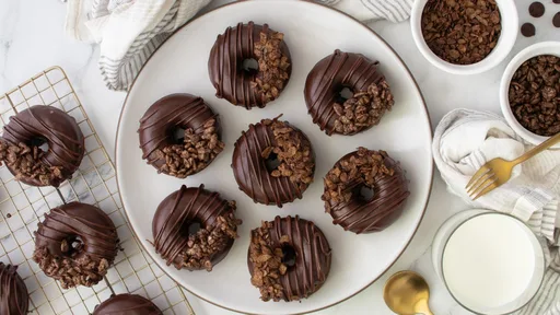 Triple Chocolate Donuts With Cereal Topping Recipe