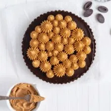 Dark Chocolate Peanut Butter Tart with Peanut Butter Whipped Cream