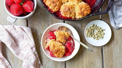 Strawberry And Cardamom Biscuit Cobbler Recipe
