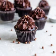 One Bowl Chocolate Cupcakes with Dark Chocolate Sour Cream Ganache Frosting