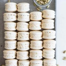 Golden Sugar Macarons with Cardamom Cream Cheese Filling