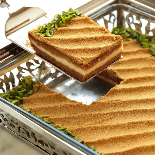 Basbousa de leche tostada con crema
