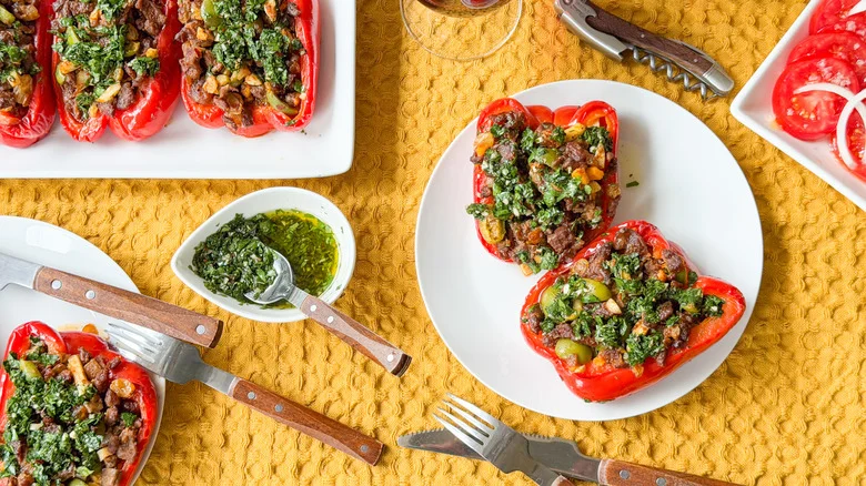 Argentinian Picadillo Beef-Stuffed Bell Peppers Recipe
