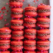 Valentine's Macarons - Vanilla Bean Macarons with Dark Chocolate American Buttercream