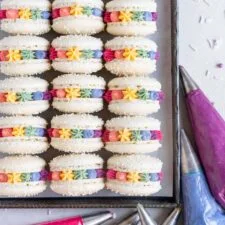 Rainbow Macarons (Vanilla Bean Macarons with Vanilla Bean Swiss Meringue Buttercream)