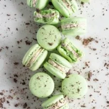 Mint Chocolate Chip Macarons with German Buttercream