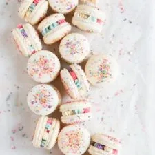 New Year's Macarons with Vanilla Bean Swiss Meringue Buttercream and Pop Rocks