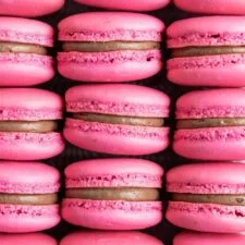 Raspberry and Dark Chocolate Macarons