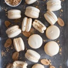 Toasted Sugar Vanilla Bean Macarons with Caramelised White Chocolate German Buttercream
