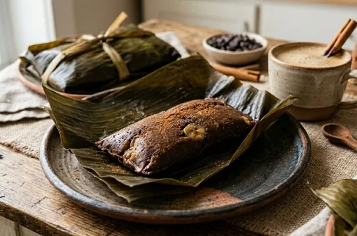 Receta de tamal de plátano con chocolate para preparar en 8 pasos