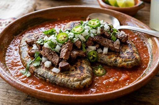 Receta de tlacoyos ahogados con bistec ¡en 5 pasos!