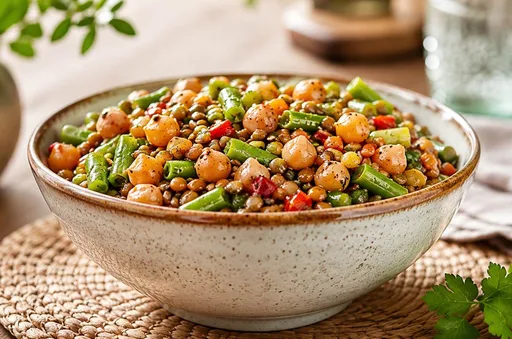 Receta de botana saludable de garbanzos, lentejas y chícharos con especias cajún