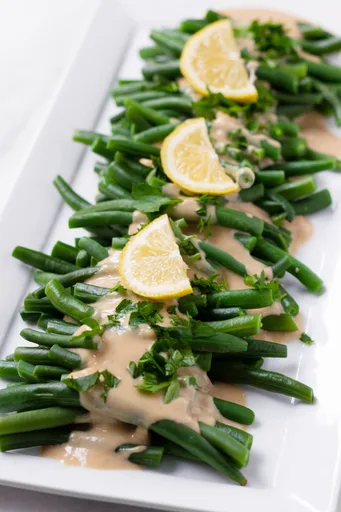 Green Beans with Lemon Tahini Dressing