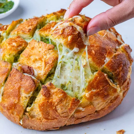 Cheesy Pull Apart Bread with Pesto (Easy 3 Ingredients)