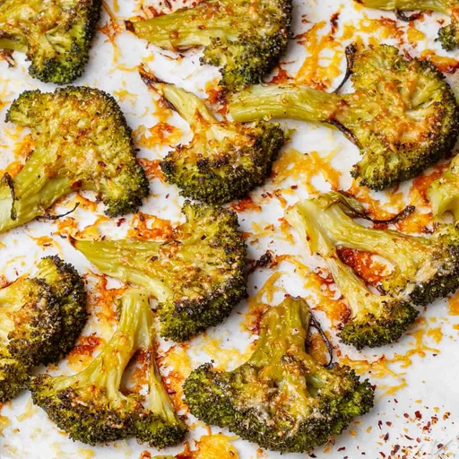 Brócoli aplastado (crujiente, con queso y lleno de sabor)