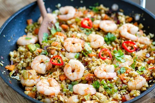 Lemongrass Cauliflower Shrimp Fried 'Rice'