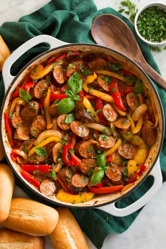 Salchichas con pimientos