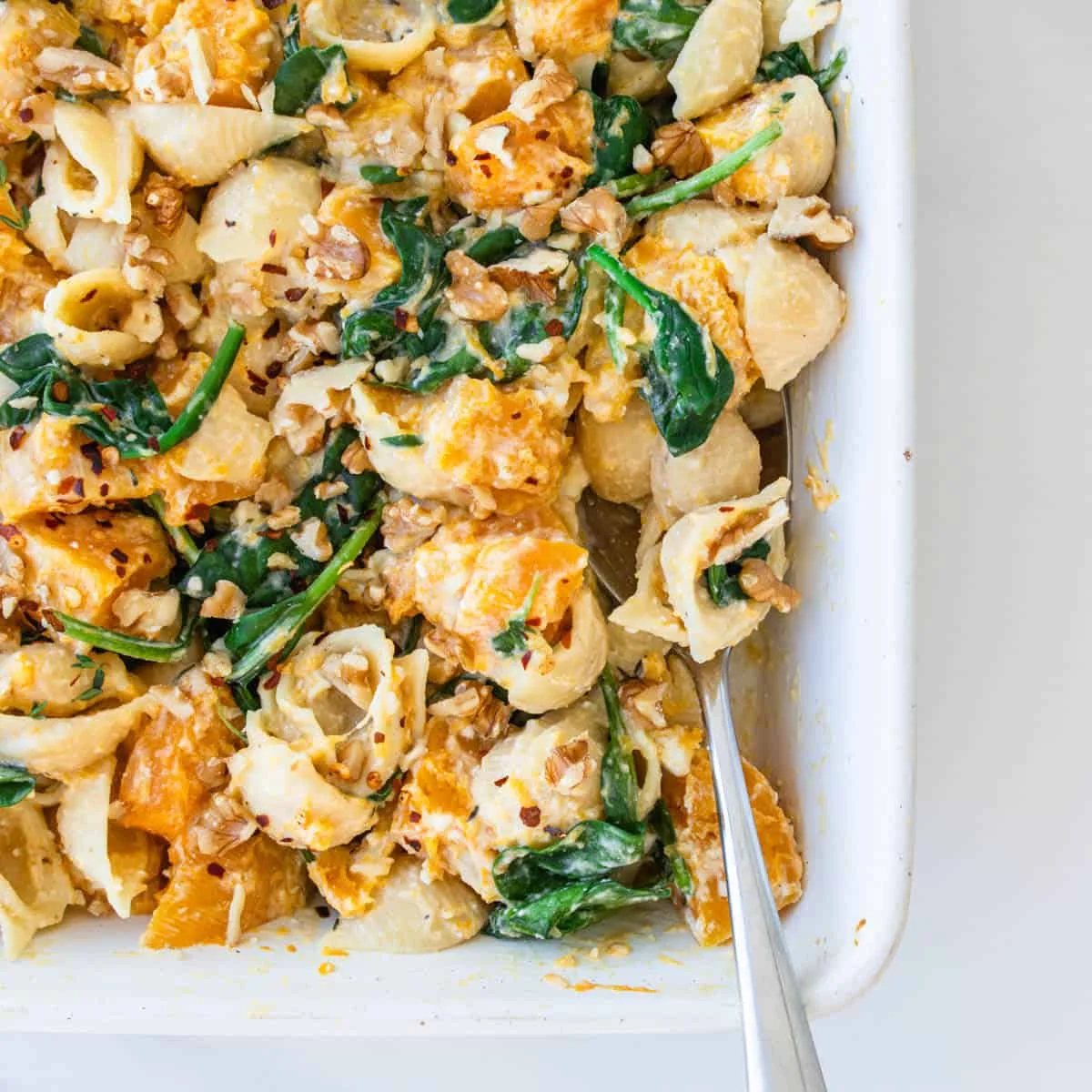 Pasta con calabaza y queso feta