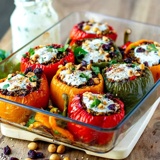Pimientos rellenos de quinoa (sin gluten, vegetarianos)