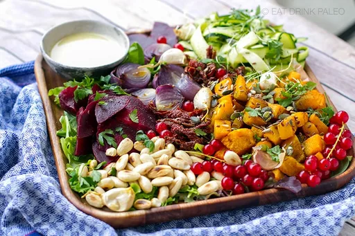Roasted Pumpkin Salad With Garlic Tahini Dressing