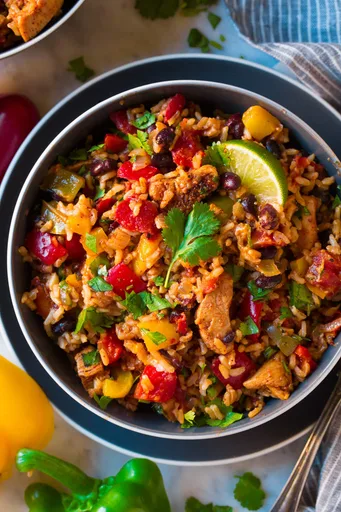 Chicken Fajita Rice Bowls (One Pan)
