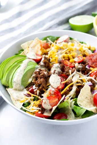 Beef Taco Salad with Chipotle Ranch Dressing
