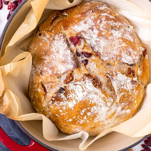 Cranberry Walnut Bread (No-Knead)