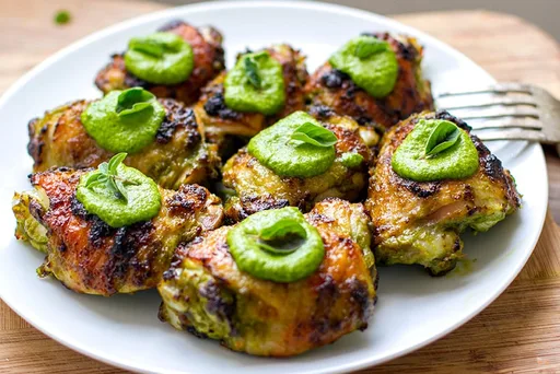 Muslos de pollo al horno con salsa verde especial