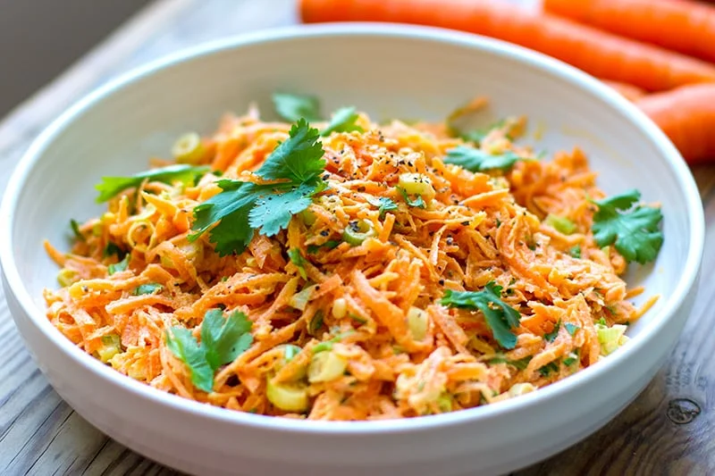 Carrot Slaw Salad With Coriander & Mayo Dressing