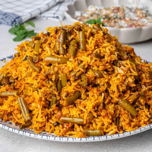 Lubia Polo - Persian Green Bean Rice (Vegan Recipe)