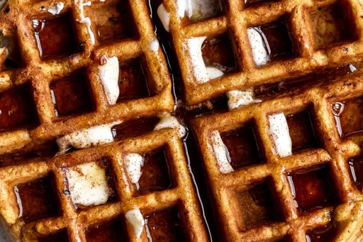 Pumpkin Waffles with Cream Cheese Filling
