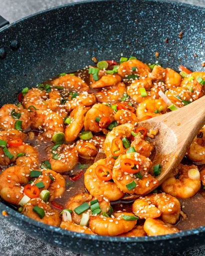 Gambas al ajillo estilo asiático