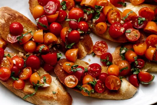 Crostini de Tomate Cherry con Bruschetta Desnuda