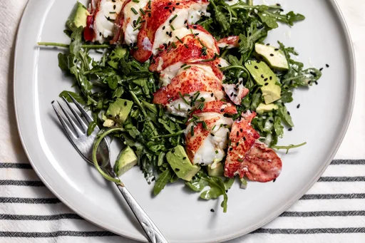 Lobster Avocado Salad with Creamy Tofu-Lime Dressing