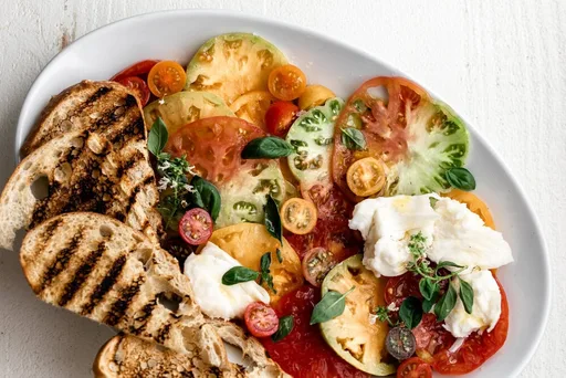 Heirloom Tomato Caprese Salad with Grilled Bread
