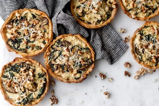 Kale and Ricotta Tarts with Walnuts