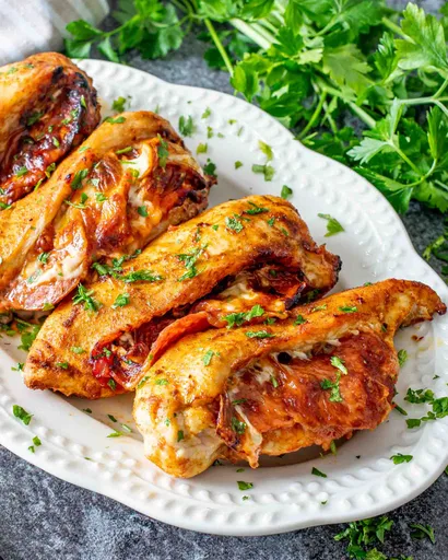 Pizza Stuffed Chicken Breast {Air Fryer}