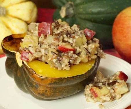 Harvest Wild Rice and Apple Stuffed Squash