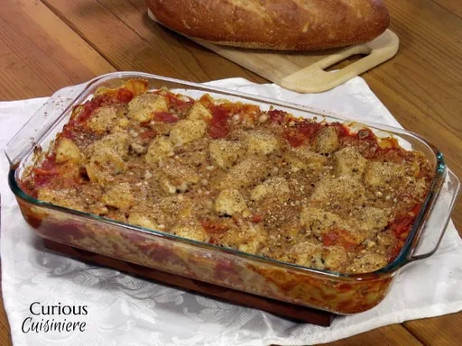Pasta al horno con pollo a la parmesana