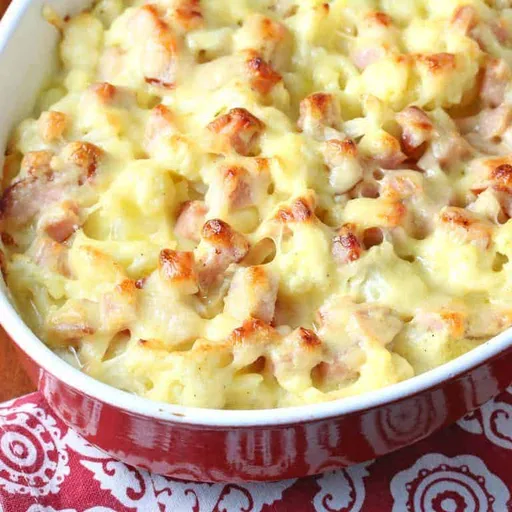Gratén de coliflor con jamón