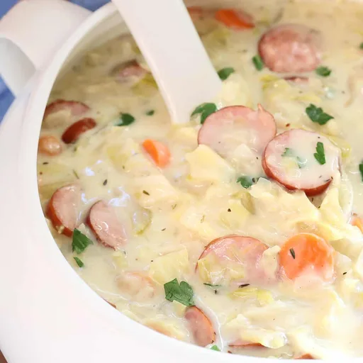 Creamy Cabbage and Kielbasa Soup