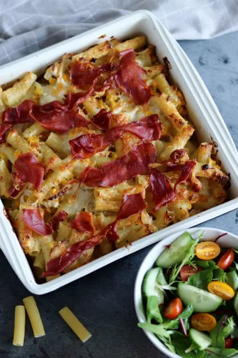 Skinny Chicken & Proscuitto Pasta Bake