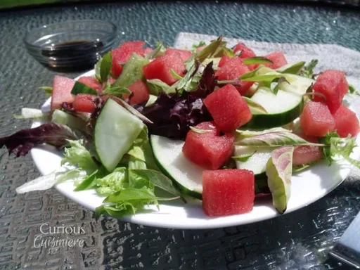 Watermelon Basil Salad with Honey Balsamic Dressing