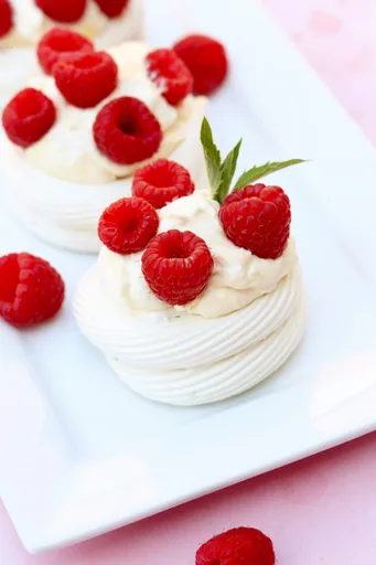 Raspberry & Lemon Curd Meringue Nests