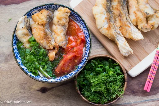 Vietnamese fried fish noodle soup (Bun ca)